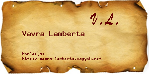 Vavra Lamberta névjegykártya